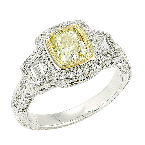 18KW 2.11CTW FANCY YELLOW DIAMOND RING