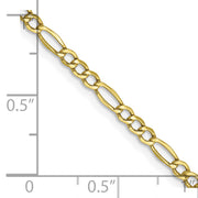 10k 2.5mm Semi-Solid Figaro Chain