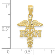 10k Diamond-cut Polished RN Nurse Pendant