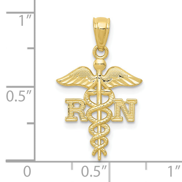 10k Diamond-cut Polished RN Nurse Pendant