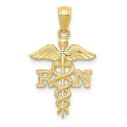 10k Diamond-cut Polished RN Nurse Pendant