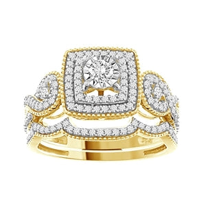 0.50CT RD DIAMONDS SET IN 14KT YELLOW GOLD LADIES BRIDAL RING