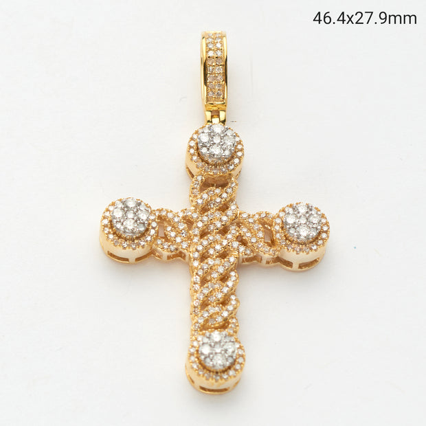 10KY+W 1.05CTW DIAMOND MIAMI CUBAN LINK CROSS