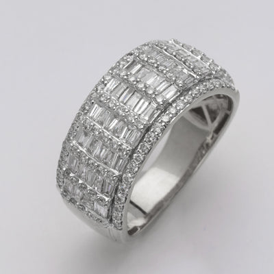 14KW 2.00CTW BAGUETTE AND ROUND DIAMOND MENS RING