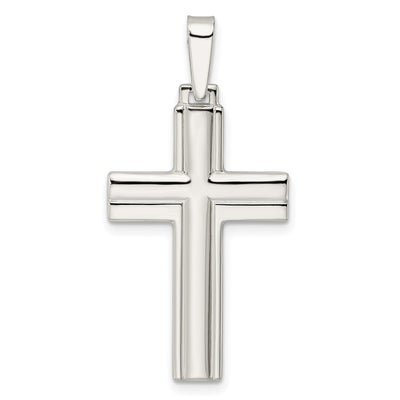 Sterling Silver Polished w/Lines Latin Cross Pendant