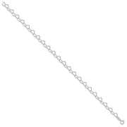 Sterling Silver 0.6mm Fancy Heart Link Anklet