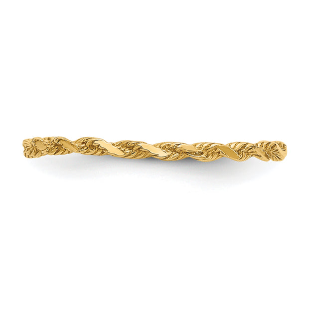 14K Diamond-cut Textured Rope Band Ring
